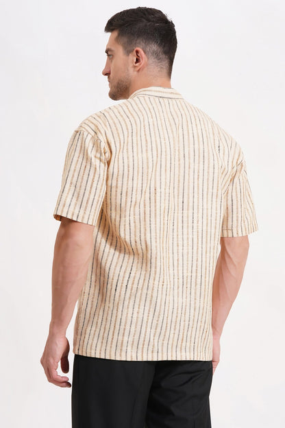 Comfort Fit Striped Khadi Short Sleeve Shirt - Adam Spirit