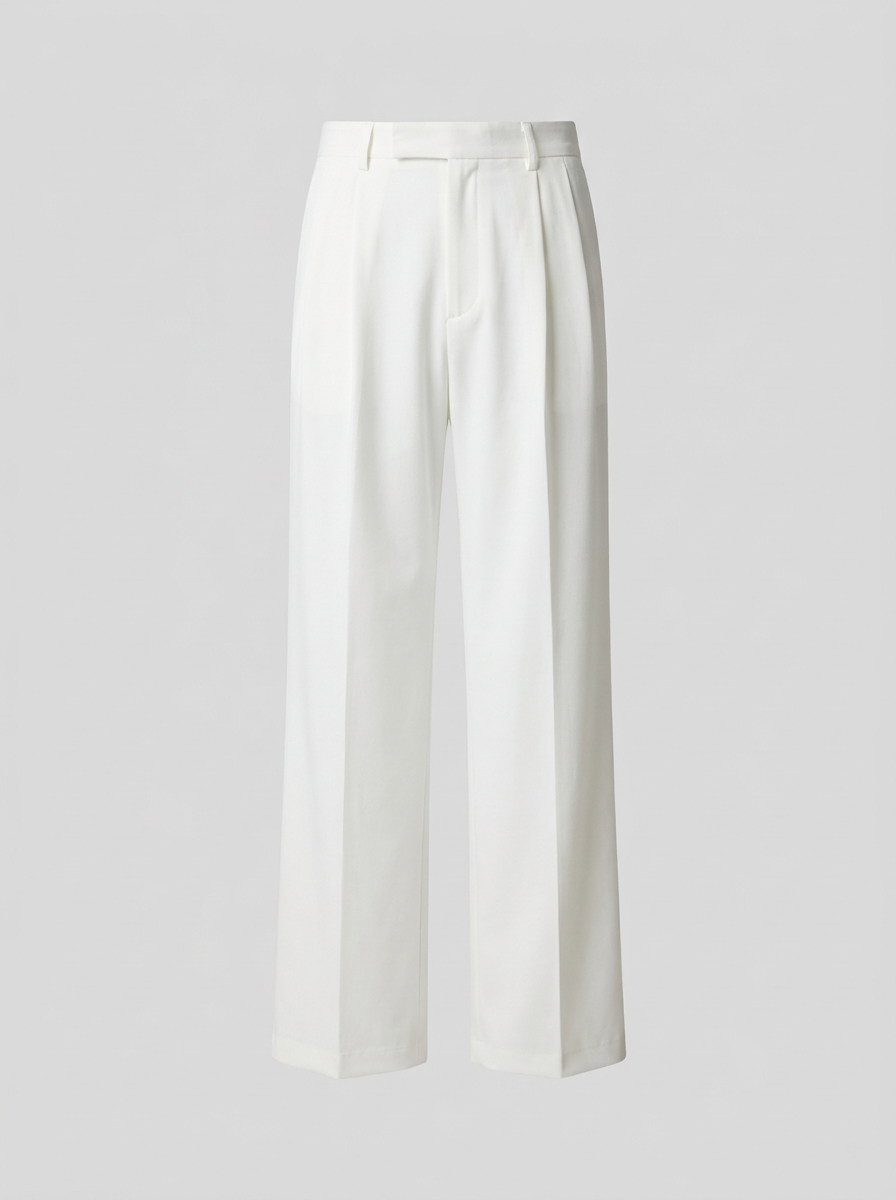 Men's Korean Wide-Leg Trousers White - Adam Spirit