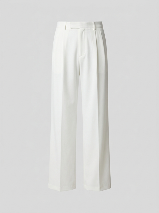 Men's Korean Wide-Leg Trousers White - Adam Spirit