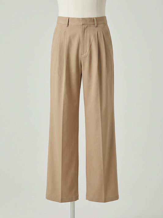 Men's Korean Wide-Leg Trousers Beige - Adam Spirit