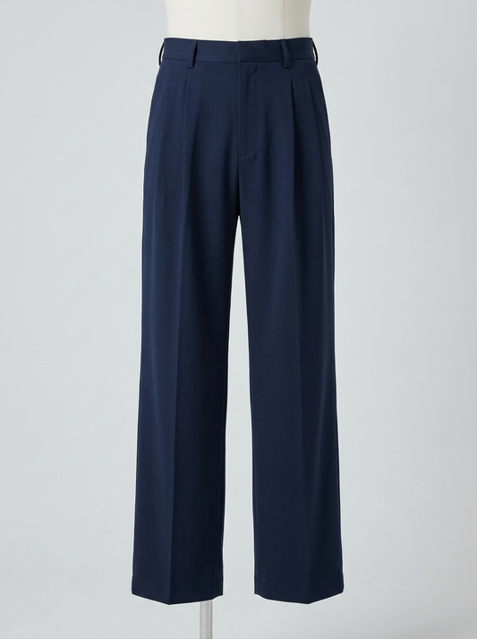 Men's Korean Wide-Leg Trousers Navy Blue - Adam Spirit