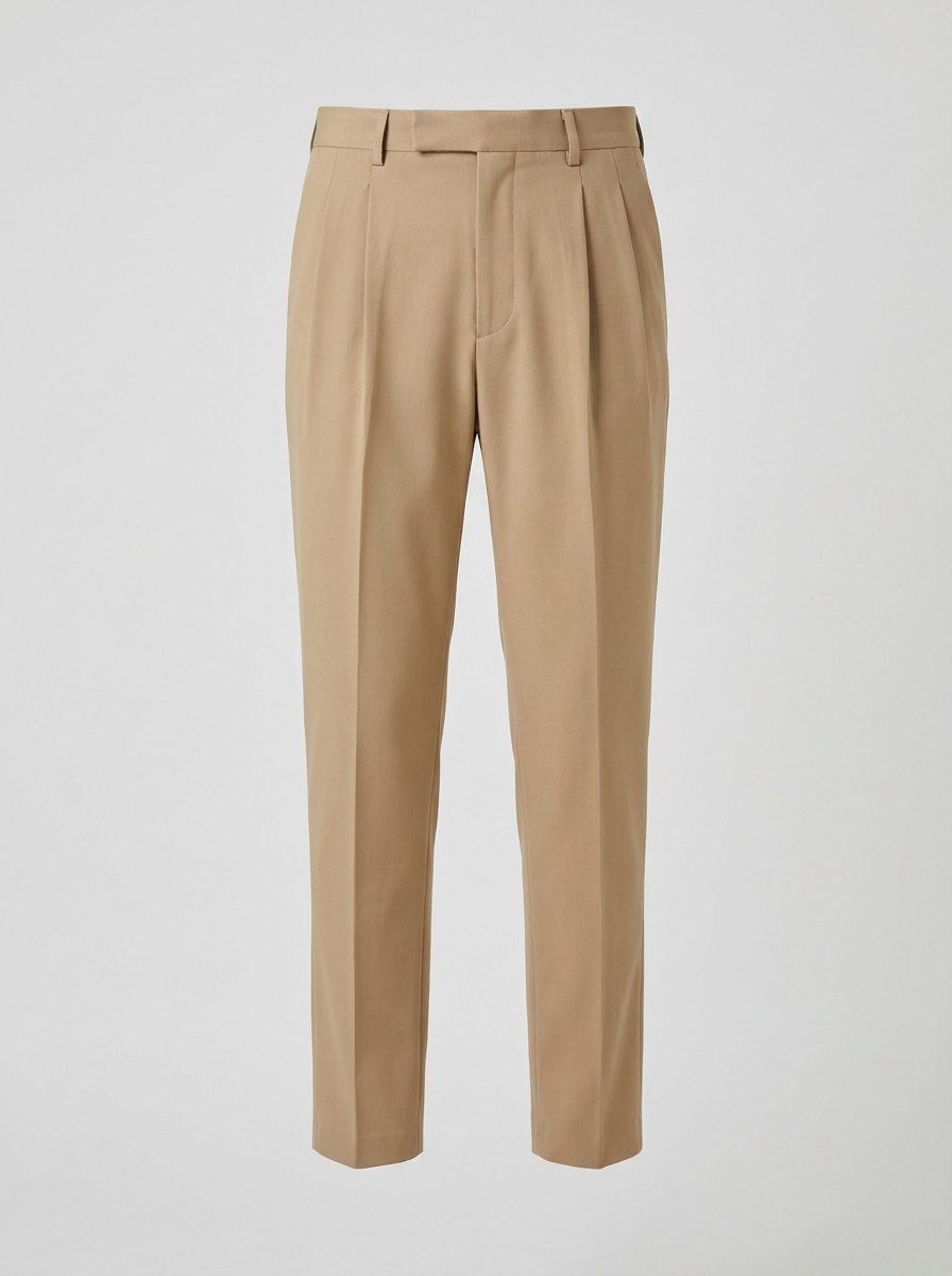 Men's Korean Pleated Tapered Trousers Beige - Adam Spirit