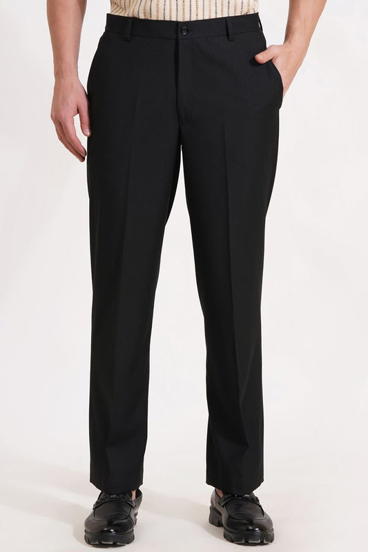 Relaxed Classic Fit Formal Trousers  - Black - Adam Spirit