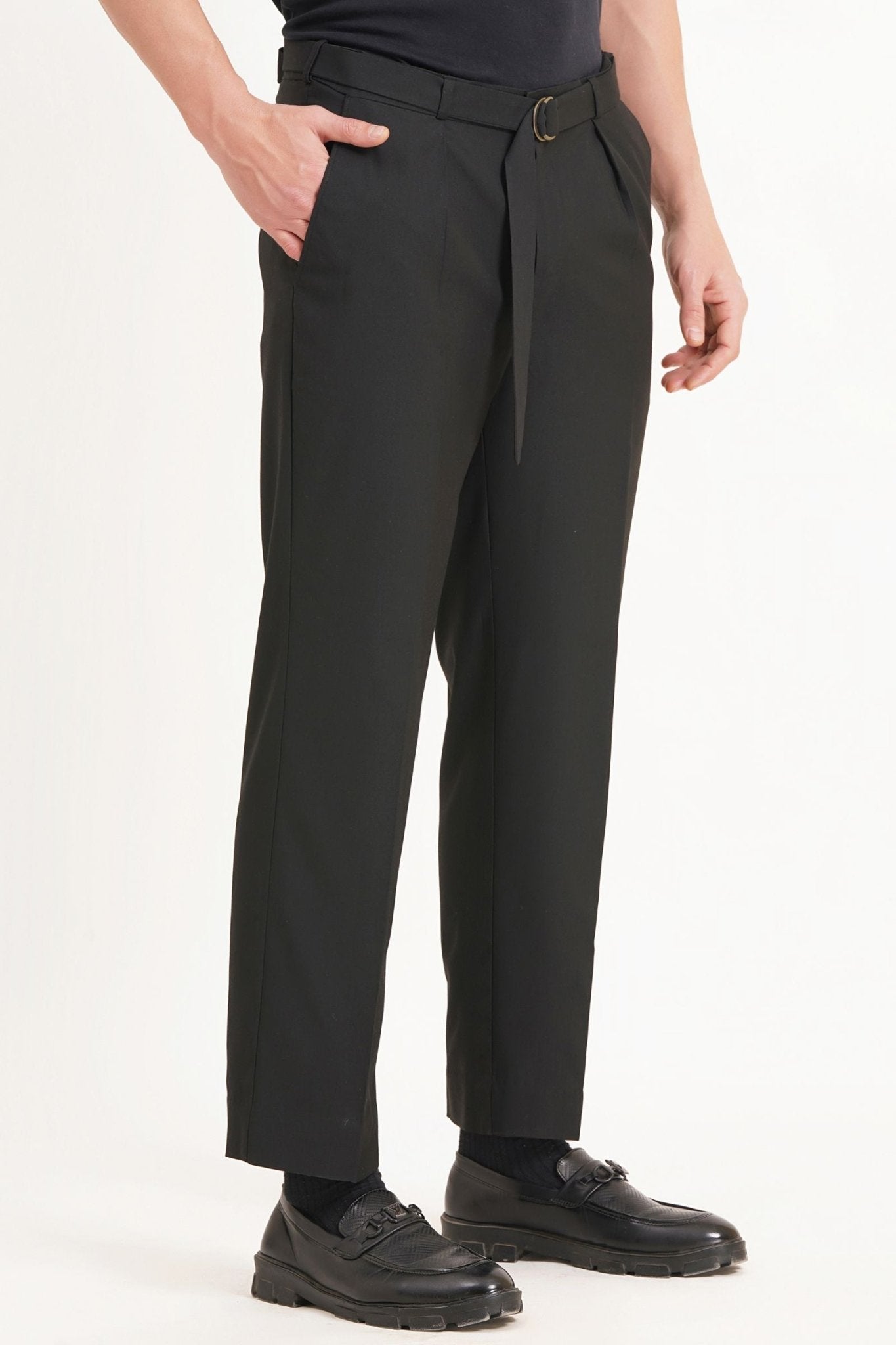 Relaxed Fit D Belted Tailored Pants - Adam Spirit