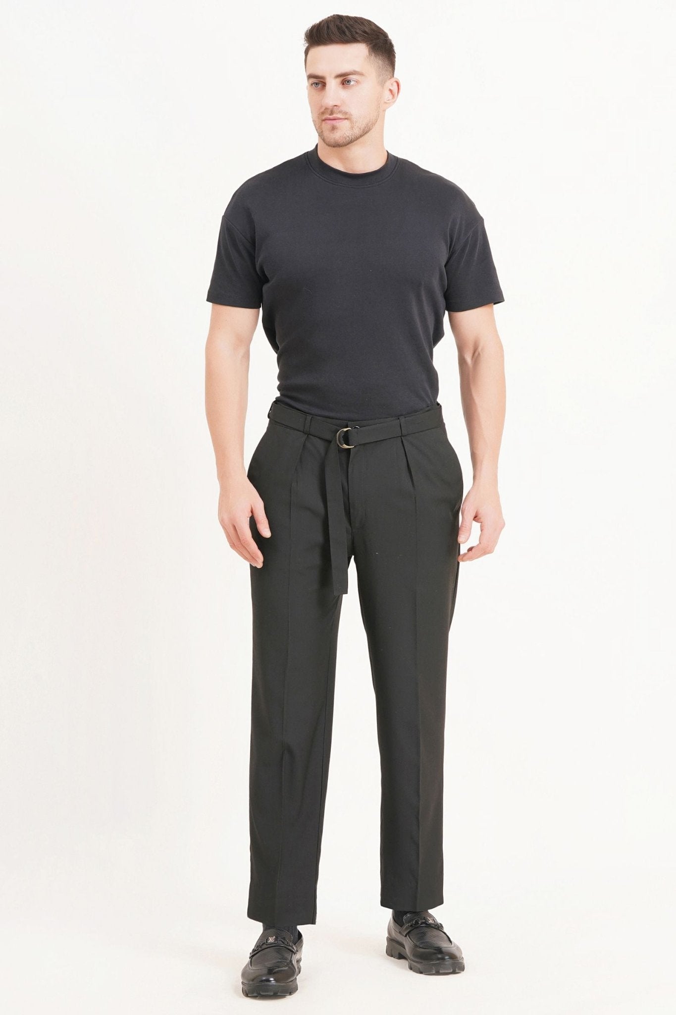 Relaxed Fit D Belted Tailored Pants - Adam Spirit