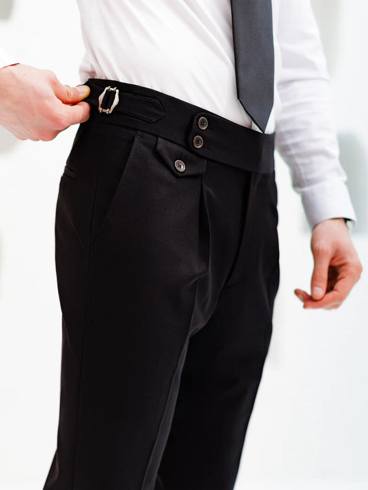 Black Signatue Buttoned Gurkha Pants by AdamSpirit